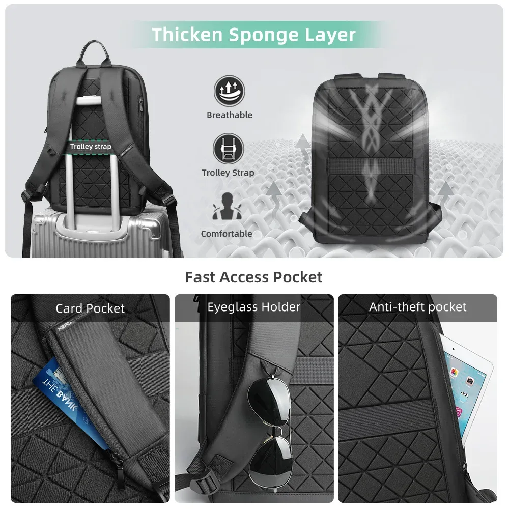 ian slim-sac à dos pour ordinateur portable avec port usb pour homme, sac de travail léger pour collège, sac à dos de voyage, 15.6 en effet, affaires