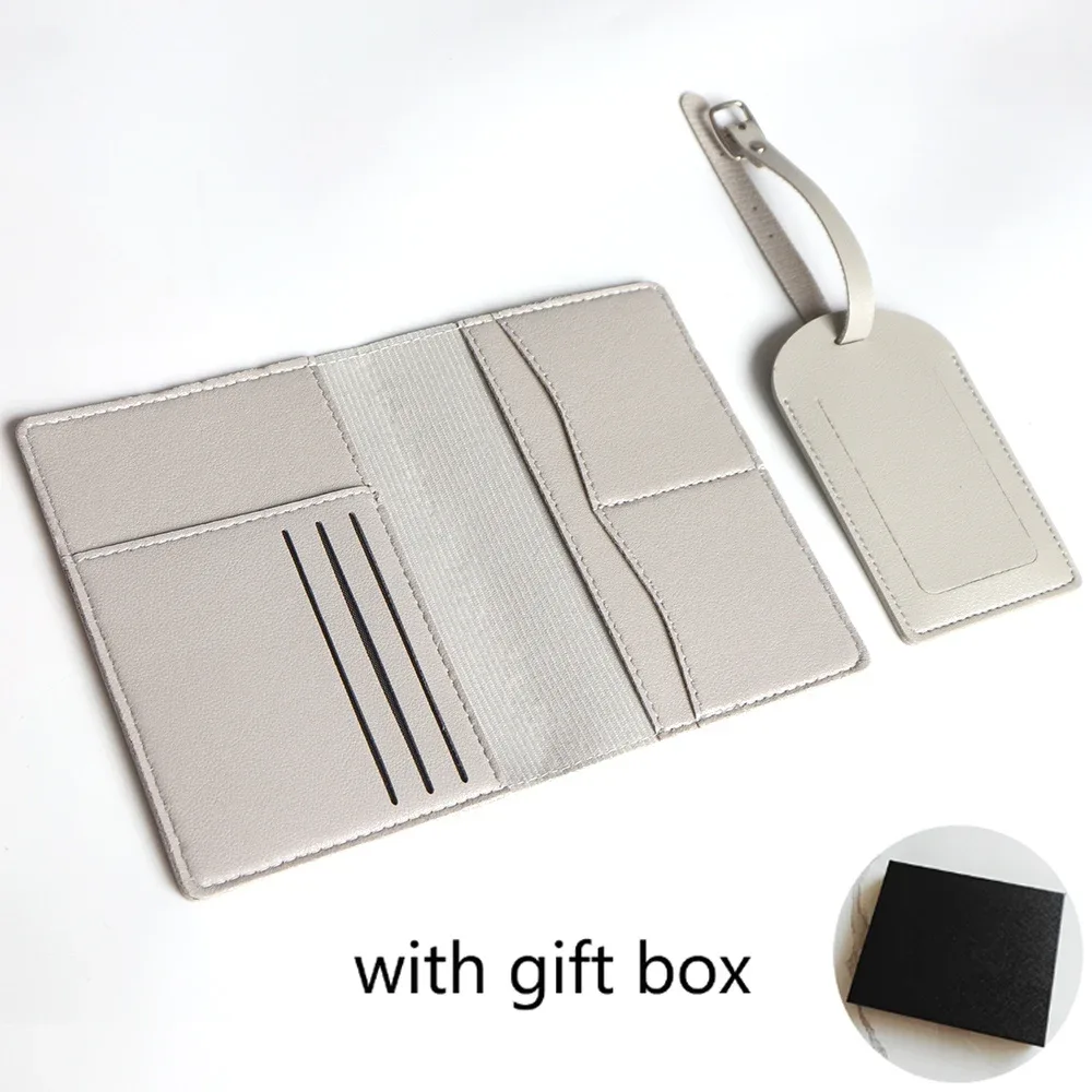 porte-passeport avec initiales personnalisées, ensemble d'étiquettes de valise de luxe, nom personnalisé, logo, cadeau, ensemble d'accessoires de voyage légers avec boîte