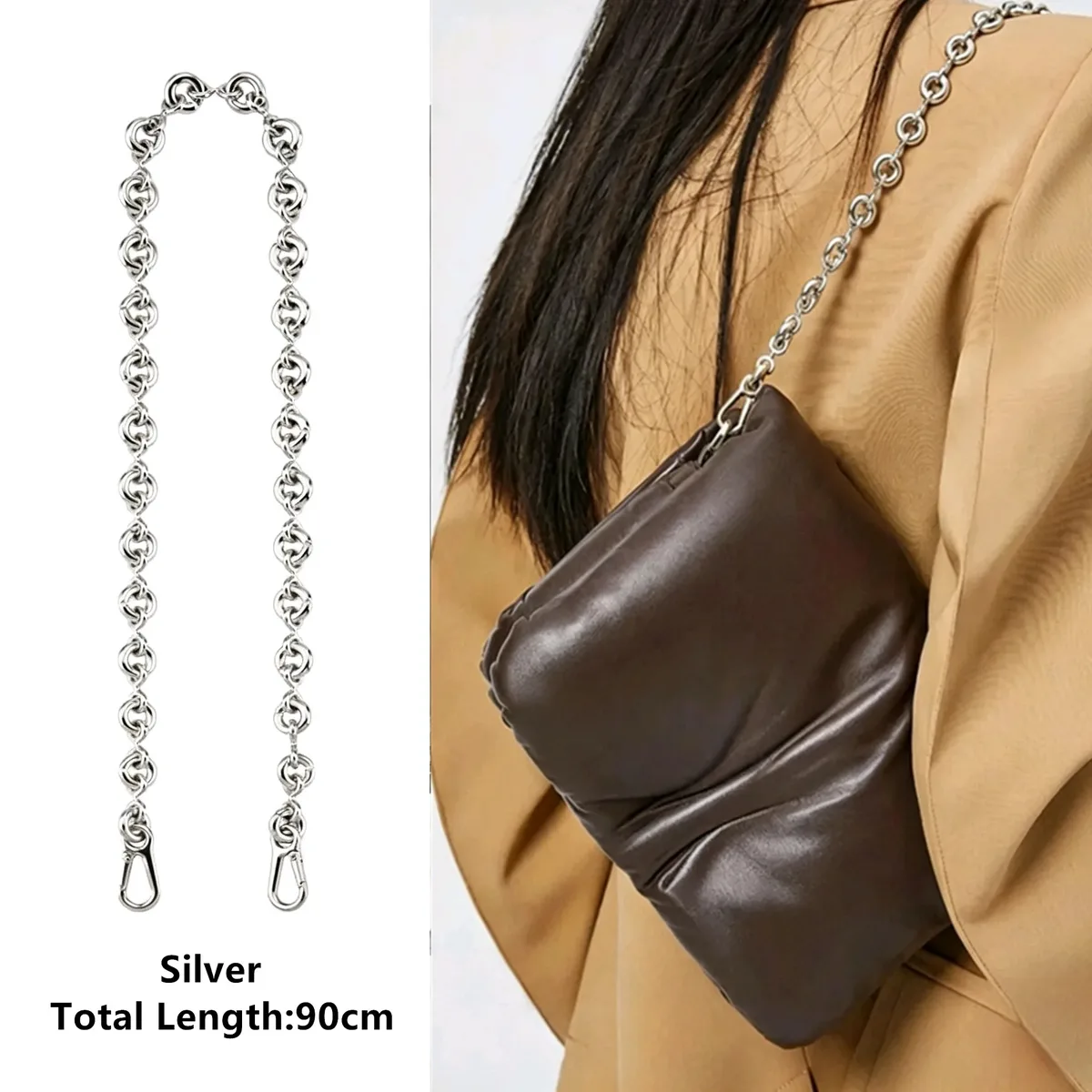 nouvelle sangle de sac en alliage remplaçable pour femme, chaîne détachable pour sac à main, accessoires de sac bandoulière en résine diy