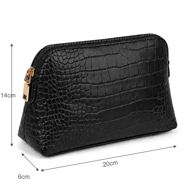 sac de rangement de cosmétiques en cuir pu avec lettres personnalisées, sac de maquillage de couleur unie d'atmosphère simple classique, sac de lavage avancé à fermeture éclair