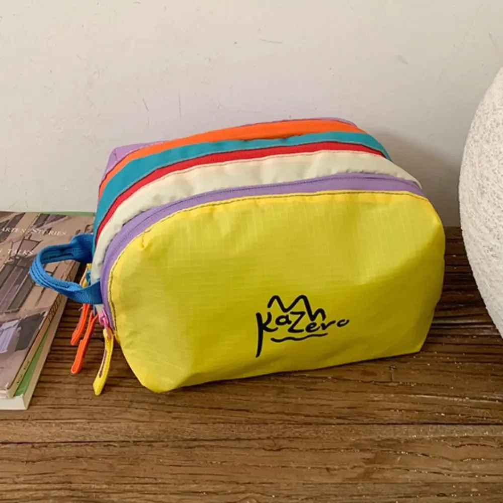 jolie trousse de maquillage multifonctionnelle dopamine, porte-monnaie, trousse de toilette en nylon à fermeture éclair, multi-poches, étanche, pour femmes