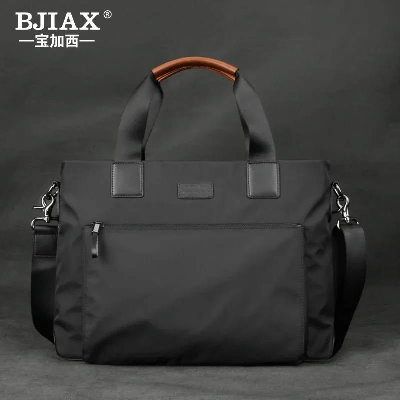 bjiax nouveaux hommes sac horizontal affaires sac à main décontracté en nylon oxford tissu toile sac à bandoulière sac porte-documents