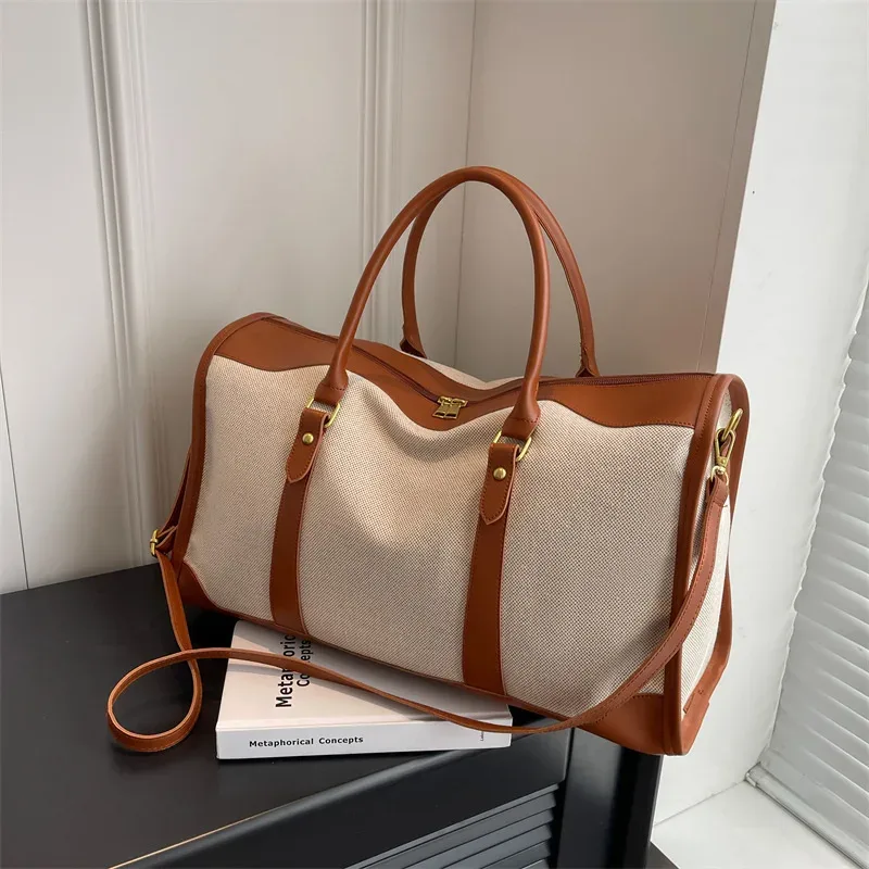 sacs de voyage en toile grande capacité pour femmes, sac à main de voyage personnalisé avec logo, sac de sport vintage, personnalisation sur mesure