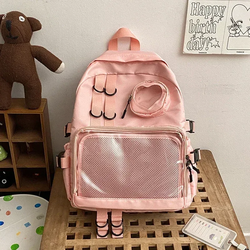 nouveau style de collage kawaii sac d'école sac à dos transparent adolescente itabag amour coeur jk femmes sac à dos pochette d'ordinateur