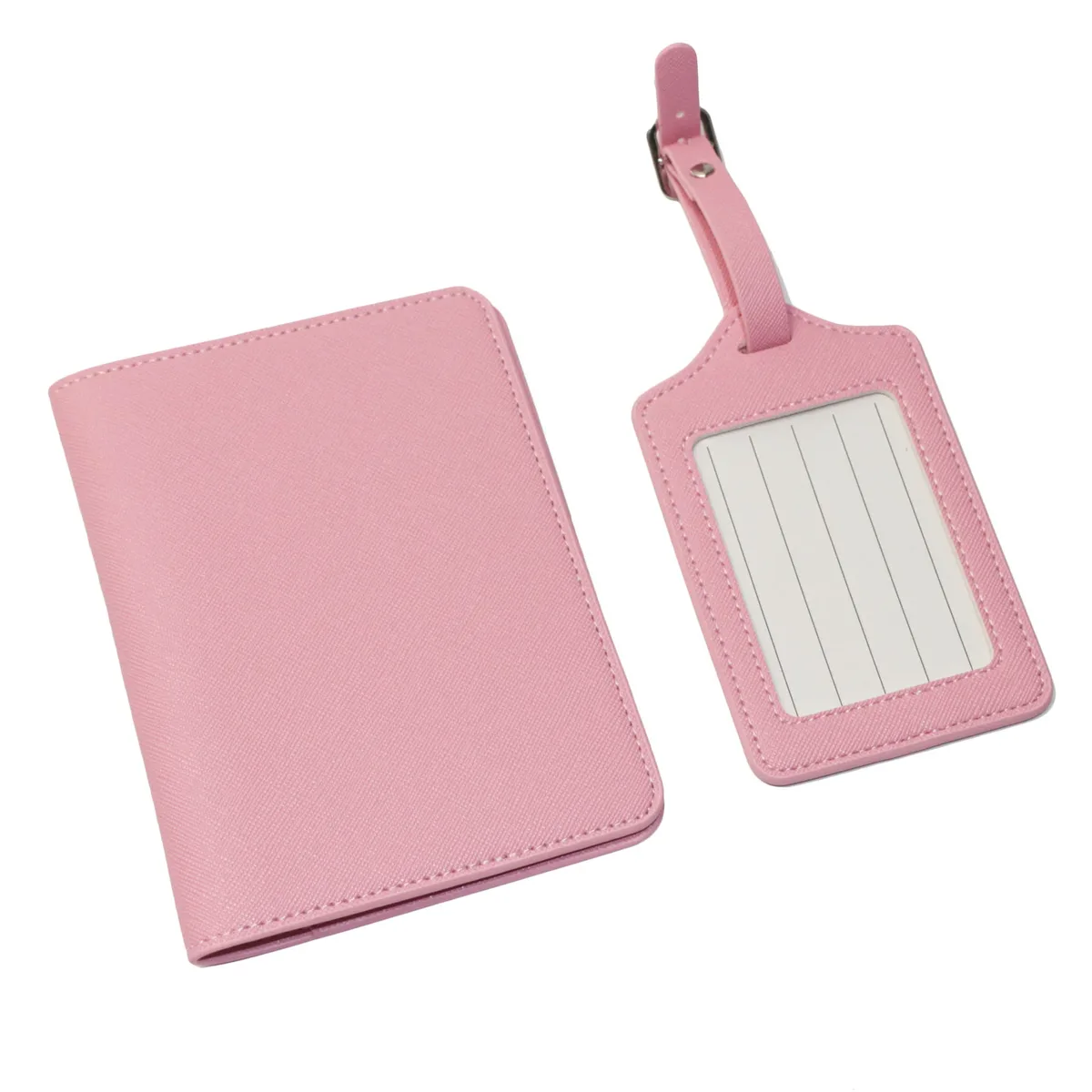 dropshipping - porte-passeport en cuir pu saffiano avec lettres initiales monogrammées gratuites et ensemble d'étiquettes de bagages - accessoires de voyage