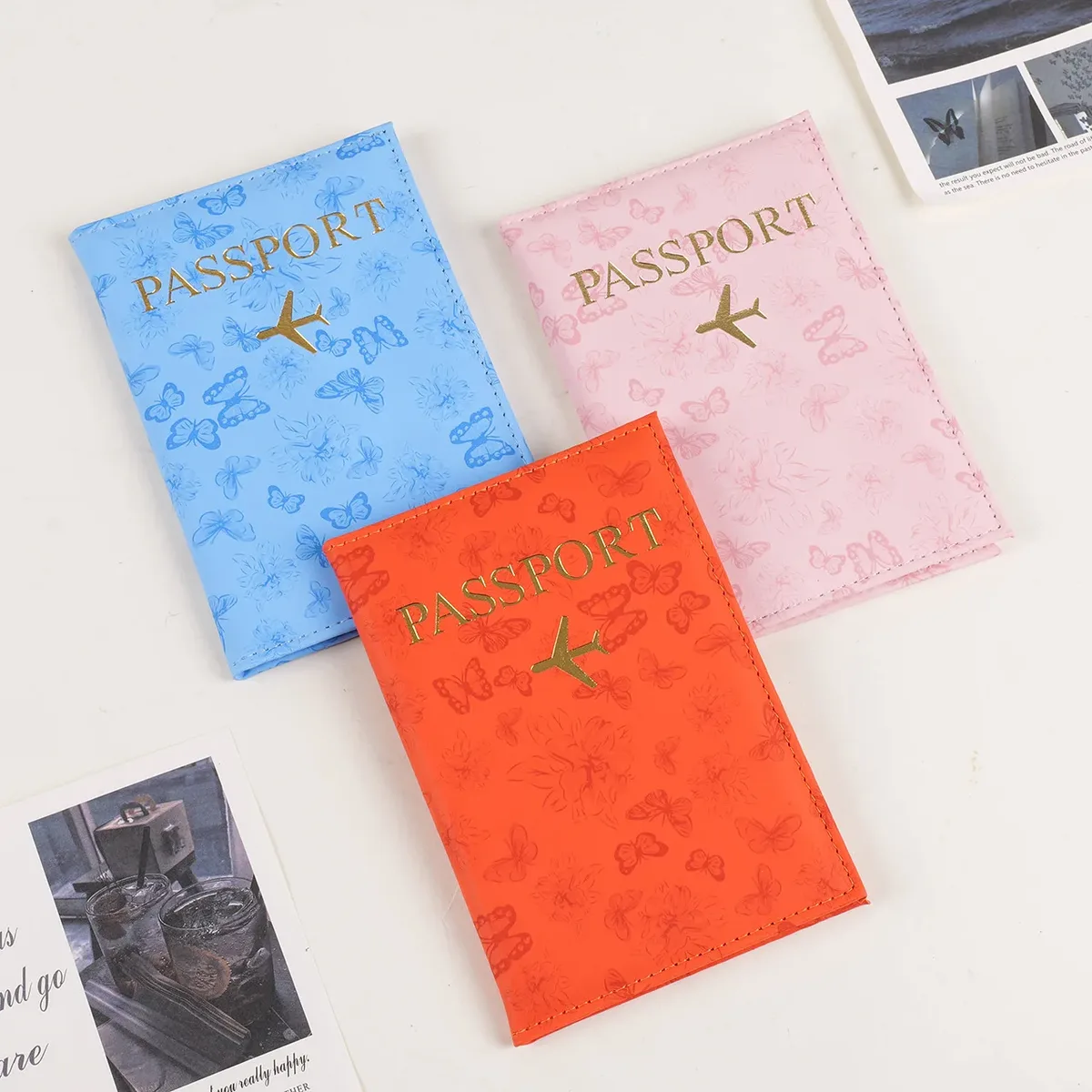 nouveau porte-passeport de voyage housse pour femmes hommes en cuir pu carte billet passeport couvre support accessoires de protection
