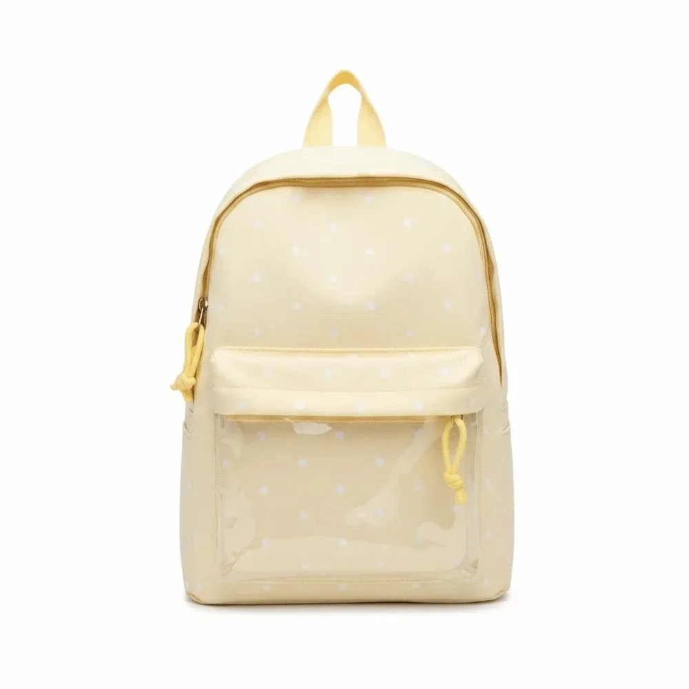 sac ita de style japonais avec fenêtre transparente, grande capacité, sac à dos transparent, doublure en polyester, léger, motif à pois.