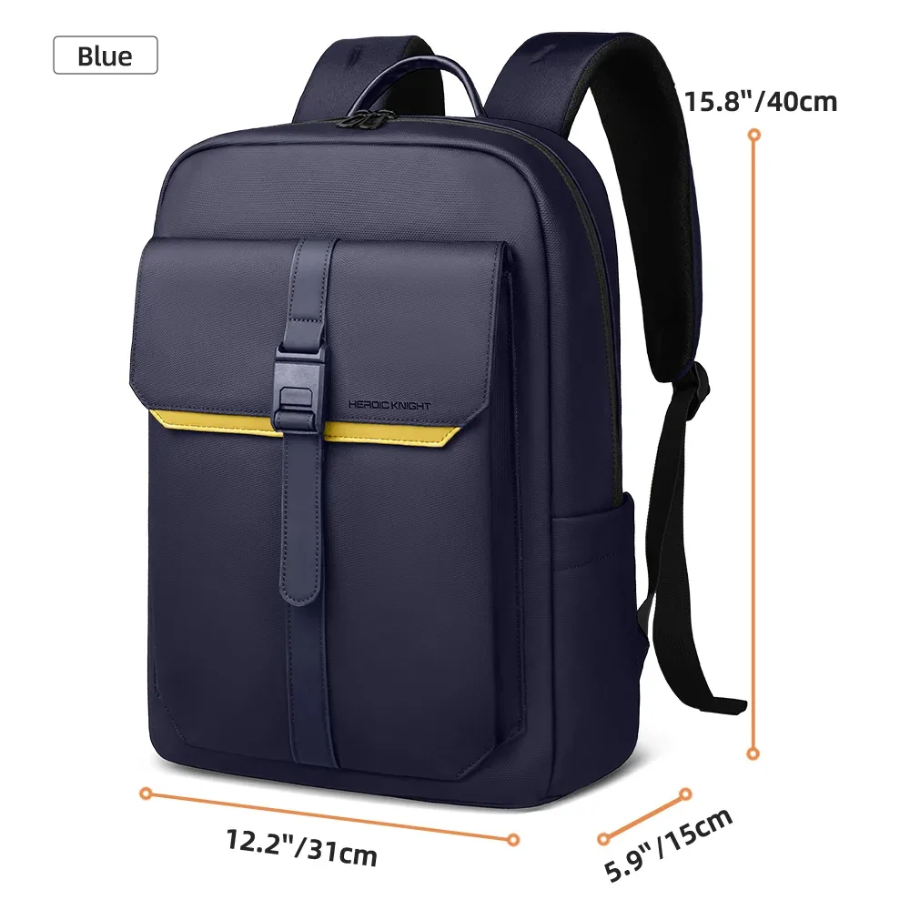 hk – sac à dos d'affaires élégant pour hommes, étanche, à rabat de 15.6 pouces, pour ordinateur portable, plusieurs poches, sac de jour décontracté pour le travail et l'école
