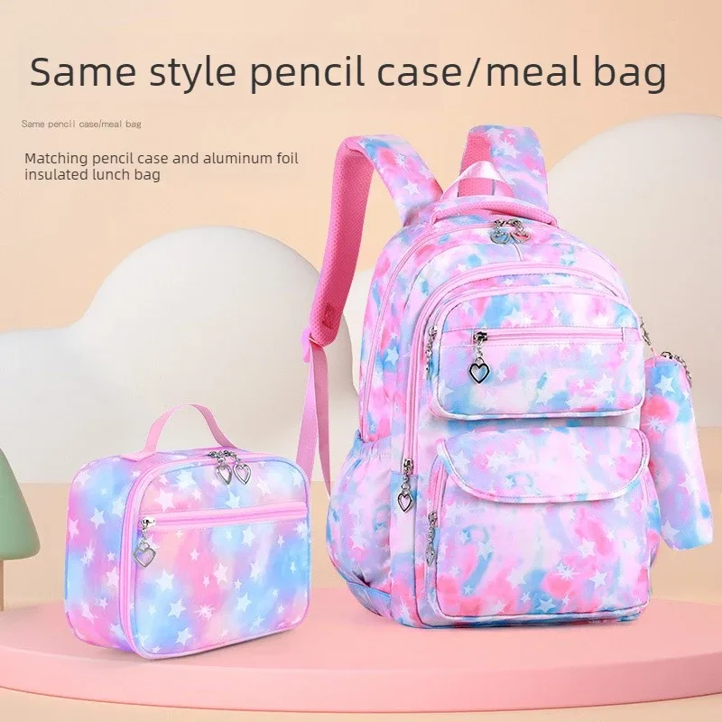 ensemble de 3 sacs à dos scolaires imprimés étoiles avec sac à déjeuner et trousse à crayons, légers, imperméables, pour école primaire et collège