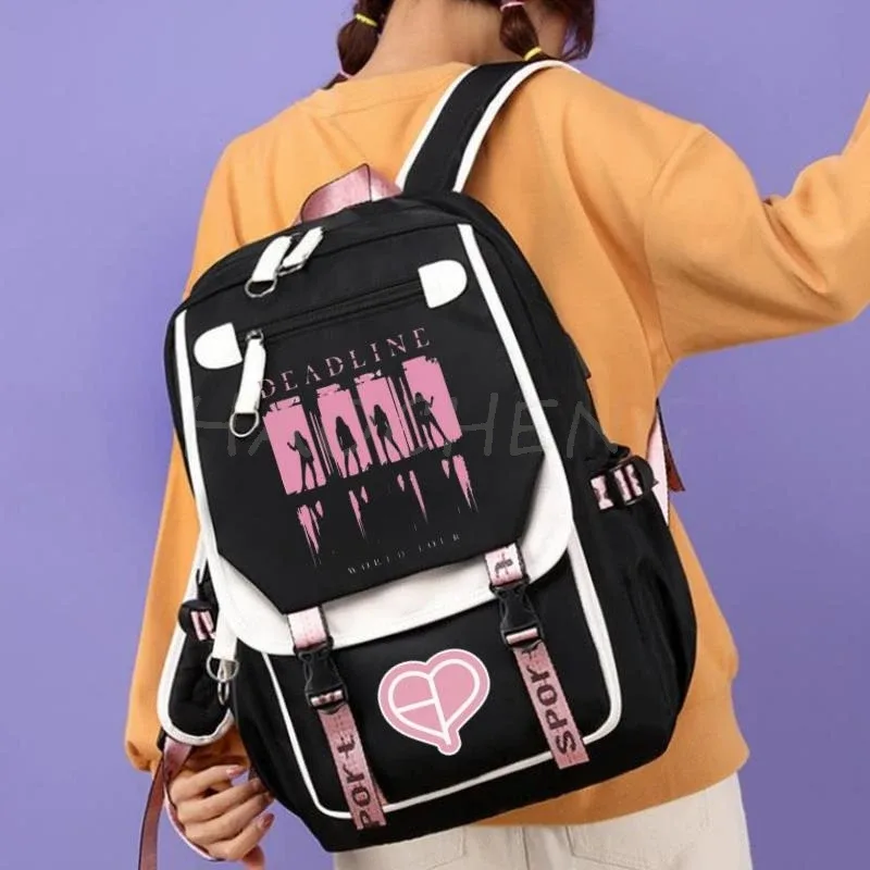Sacs à dos pour étudiants, sacs d'école roses, sacs de voyage tendance pour adolescentes, ensembles de sacs à dos noirs, roses et violets