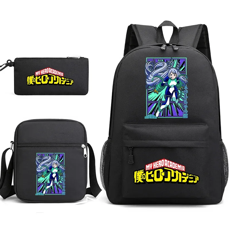 ensemble de sacs à dos scolaires imprimés my hero academia, 3 en 1, avec sac à bandoulière, trousse à crayons, pour garçons, filles, enfants