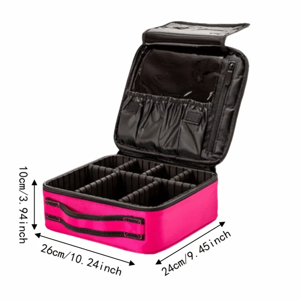 sac de rangement pour maquillage tendance, en tissu oxford, boîte de rangement portable pour cosmétiques, grande capacité avec séparateurs, trousse de maquillage pour femmes