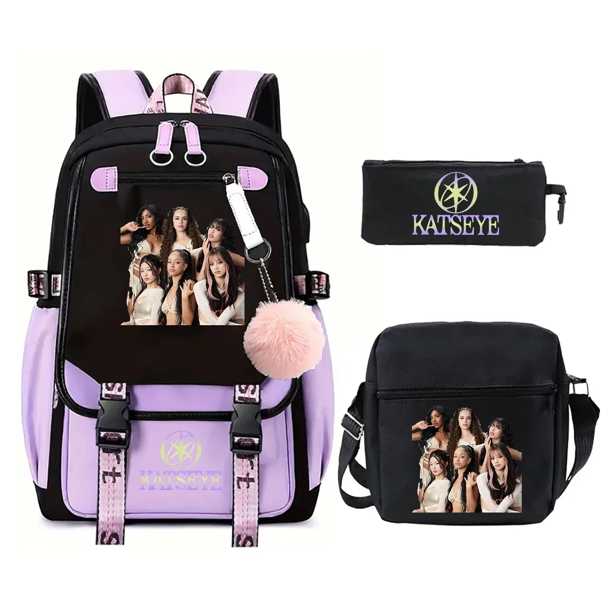 sac à dos katseye, ensemble de 3 pièces, sacs d'école pour étudiants, sac à dos de voyage pour adolescents, sac à dos de grande capacité pour femmes et hommes, sac à dos pour ordinateur portable