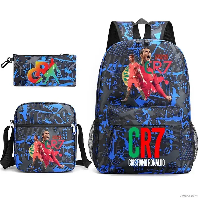 chimsports-sac à dos cr7 pour hommes et femmes, cartable étudiant, cartable de voyage, sac à dos universitaire, ordinateur portable, garçons, filles, hommes, femmes, nouveau, 3 pièces