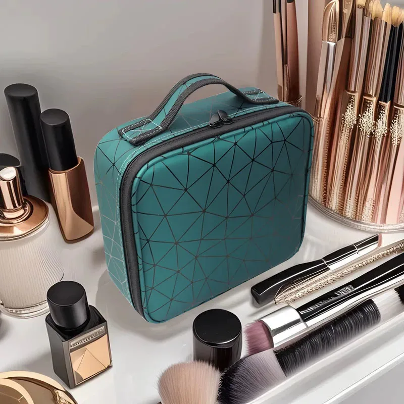 trousse de maquillage professionnelle en cuir pu pour femmes, valise à outils pour ongles, boîte à cosmétiques, organisateur de cosmétiques d'esthéticienne, mallette de rangement