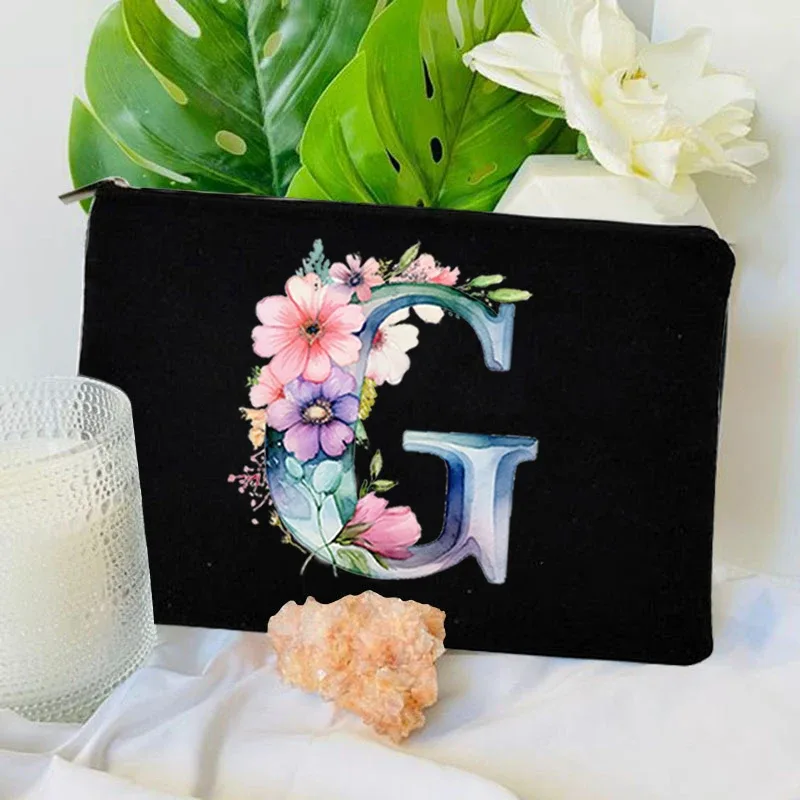 1 pc sac à lettres initiales sac de maquillage avec lettres pour femmes sac à cosmétiques initiales a-z sac de maquillage personnalisé sac de voyage, cosmétique initial