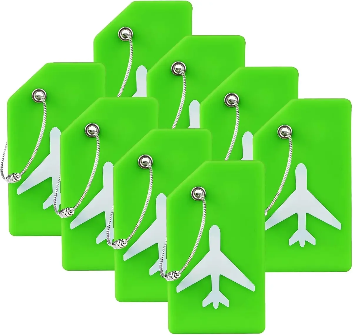 lot de 8 étiquettes de bagages en silicone de couleurs assorties avec boucles en acier inoxydable, étiquettes de valise de voyage avec protection de la confidentialité tsa