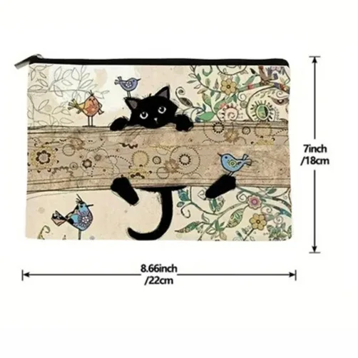 pochette à fermeture éclair à motif de chat noir, durable, sac à cosmétiques, cadeau pour les sœurs, les amis,
