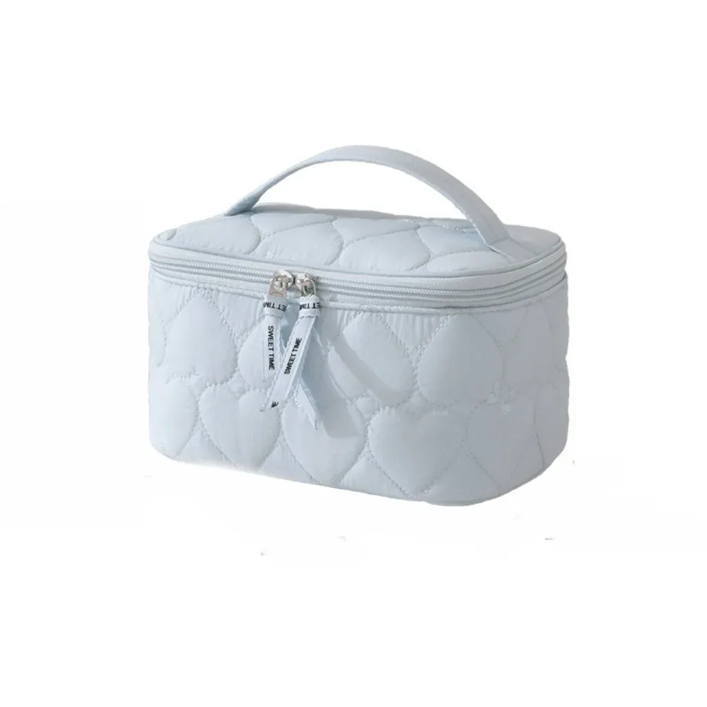 grande trousse de maquillage pour femmes, imprimé cœur, imperméable, sac de toilette de voyage, sac de rangement pour cosmétiques à double fermeture éclair, portable