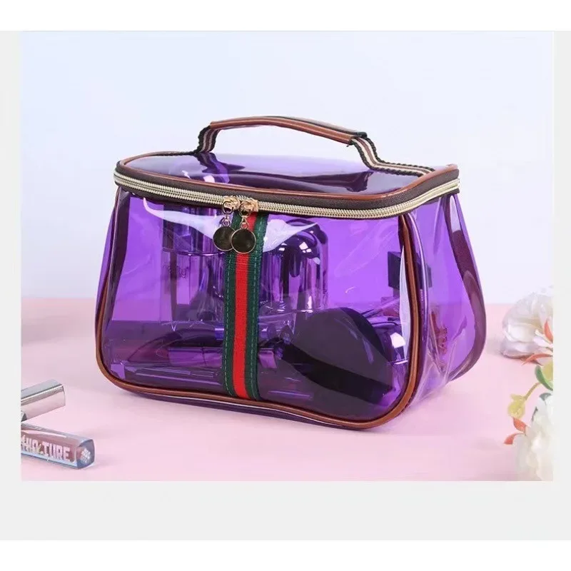 sac cosmétique transparent imperméable pour femmes, grande capacité avec miroir, sac de toilette portable de voyage, sac de rangement pour salle de sport et bain.