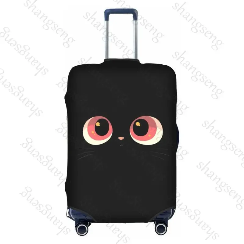 housse de protection élastique épaisse pour bagages, chat noir de dessin animé mignon, combinaison à fermeture éclair pour sac de 18 à 32 pouces, housse de chariot pour valise de voyage