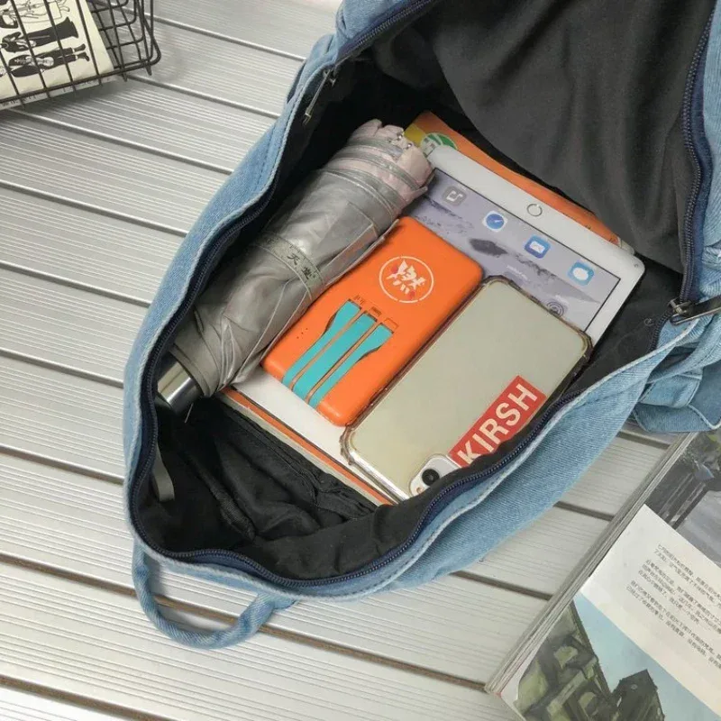 nouveau sac à dos en denim gris pour femmes, sac à bandoulière pour loisirs et voyages, cartable à la mode pour garçons et filles, mochila