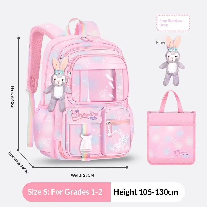 sac à dos d'école pour filles, 3 pièces, grande capacité, sac d'école pour enfants avec étui de transport pour crayons et repas, sac à dos de voyage, cadeau pour enfant