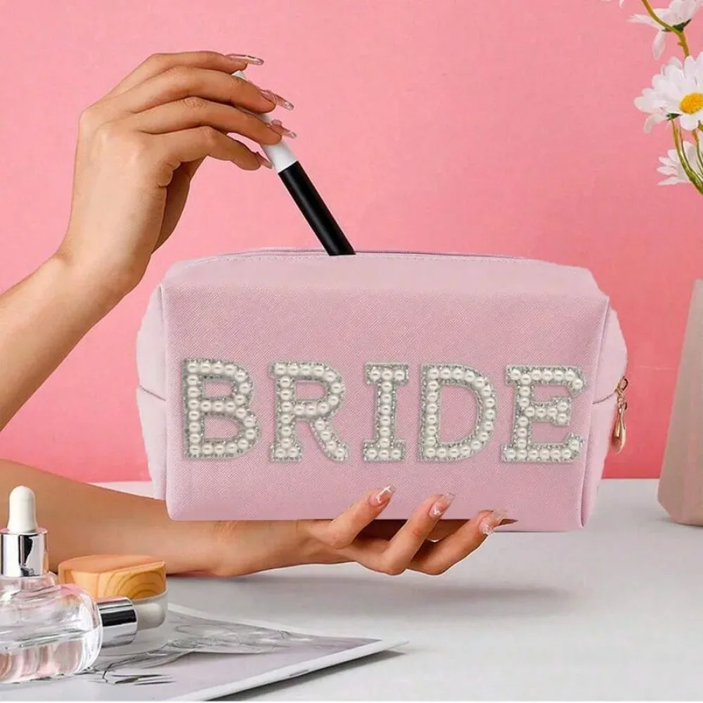 grande trousse de toilette imperméable à main pour femmes, sac de rangement pour cosmétiques de voyage, pochette de mariage multicolore pour mariée.