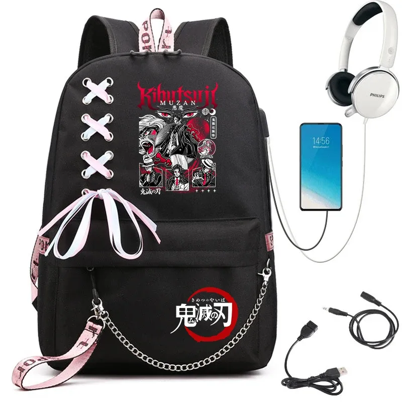 sac à dos imprimé demon slayer anime pour filles, sac à dos d'école décontracté, sac à dos de voyage léger pour adolescents