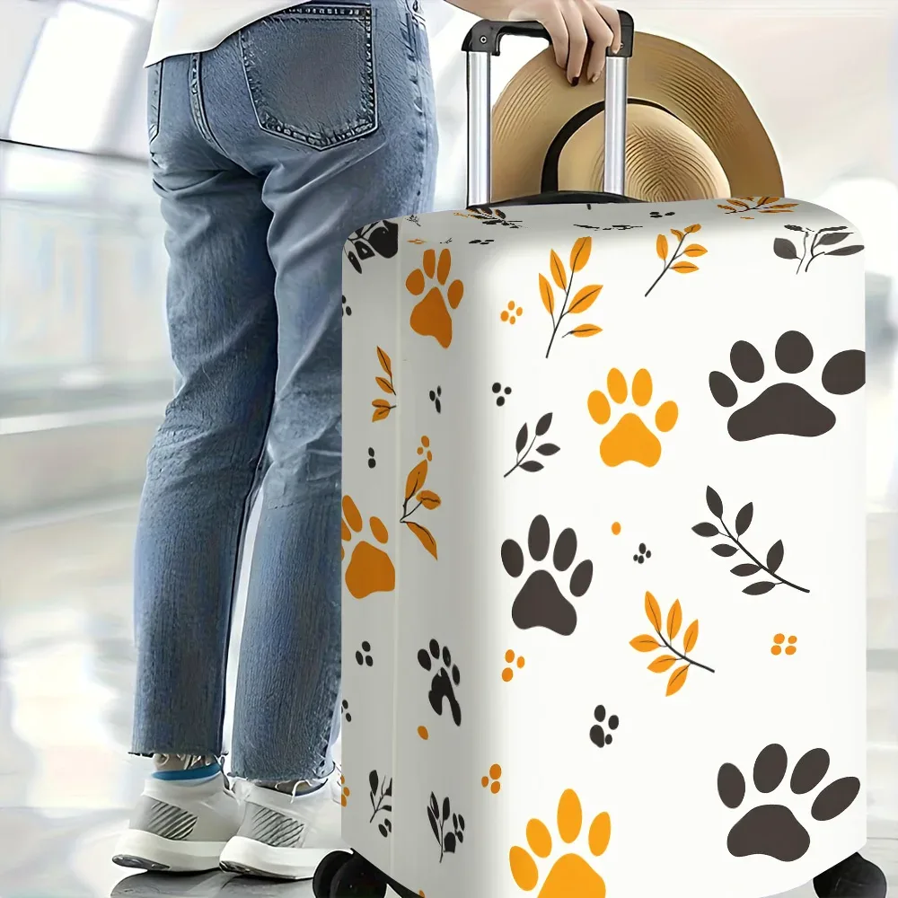 1 housse de bagage à motif de patte d'animal et de feuille. convient aux valises de 18 à 32 pouces ; protège efficacement vos bagages