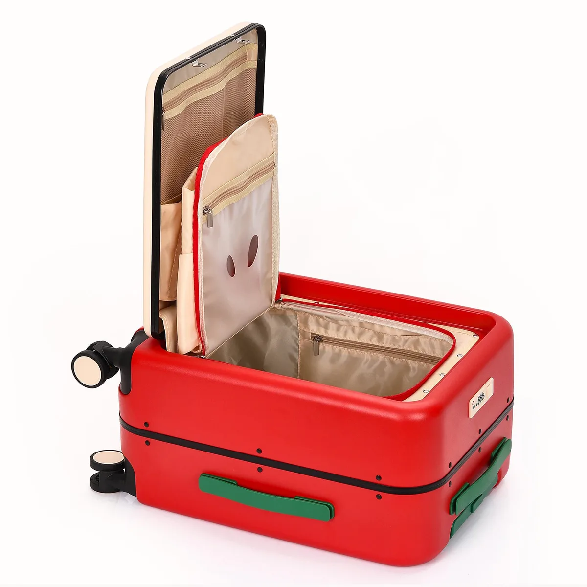 valise à motif de dessin animé pomme, 20 pouces, mignonne, à ouverture frontale, bagage à main avec cadre en aluminium et serrure tsa, valise légère