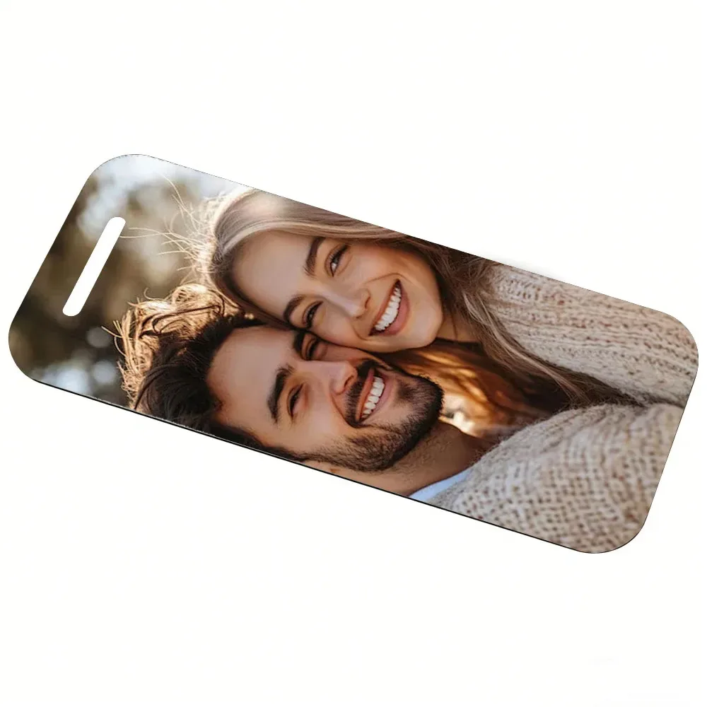 étiquettes de bagages personnalisées en alliage double face avec photo, pour voyages et déplacements professionnels, pendentifs de bagages familiaux, étiquettes de bagages personnalisées