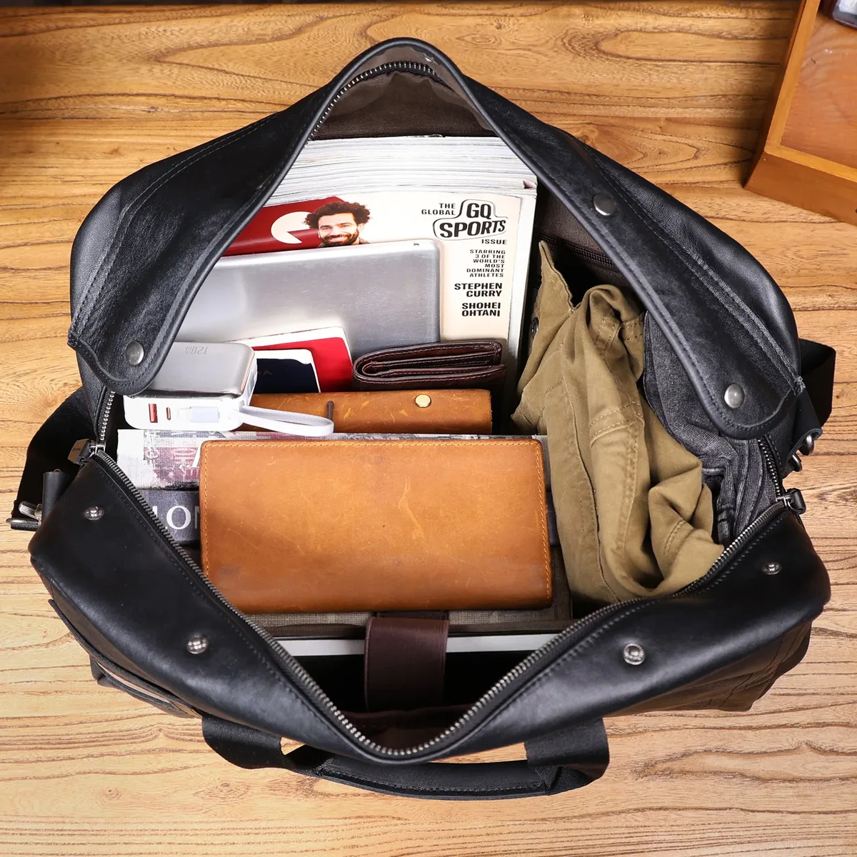 s.worker sac de voyage vintage en cuir véritable pour homme, sac à main en cuir de vachette pleine fleur, sac de sport tendance, bagage à main