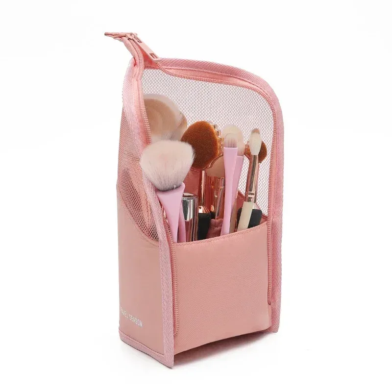1 pc support sac cosmétique pour femmes clair fermeture éclair sac de maquillage voyage femme maquillage porte-brosse organisateur trousse de toilette