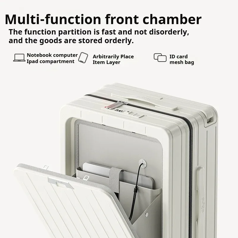 2025 nouveau porte-bagages renforcé pc valise ouverte avant 20 24 pouces voyage d'affaires grand embarquement à main durable