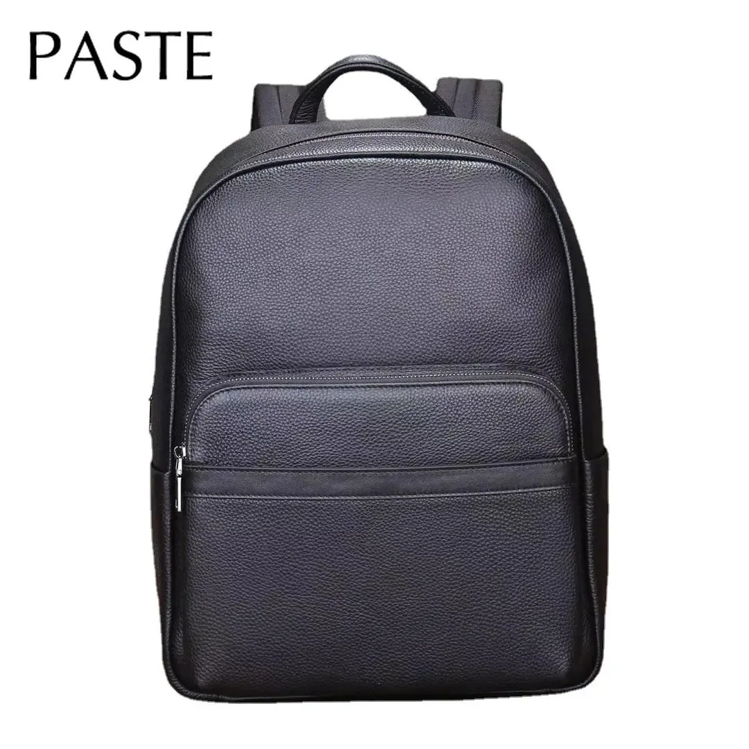 sac à dos classique de luxe noir en cuir véritable pour hommes, grand sac d'affaires de voyage en plein air multifonction, tendance, pour ordinateur, 2026