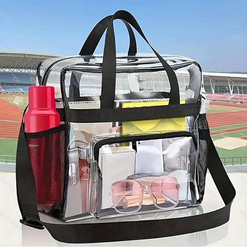 Sac de voyage portable en PVC de grande capacité et design transparent pour une organisation et un lavage faciles