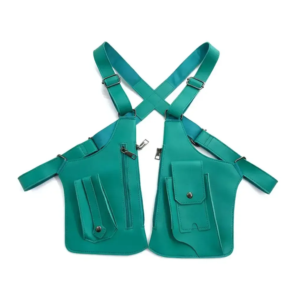 sac de poitrine style gilet, sac à dos utilitaire en cuir pu, streetwear réglable, sac à bandoulière tactique pour gilet pour moi l9b4