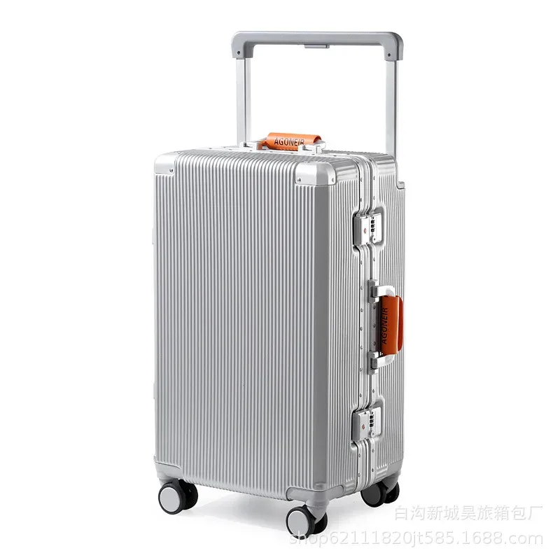 valise à cadre en aluminium de 20 pouces, valise de voyage à roulettes universelles de 26 pouces, valise à serrure de 24 pouces pour étudiants (hommes et femmes)