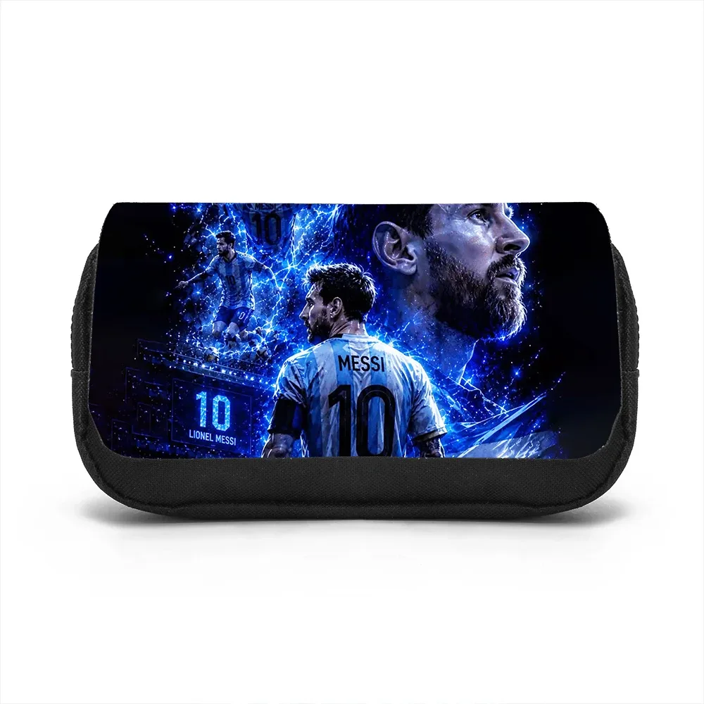 sac de rangement de papeterie grande capacité learn, travel m-messi, trousse à crayons double couche, sac à stylos pour étudiants, star du football