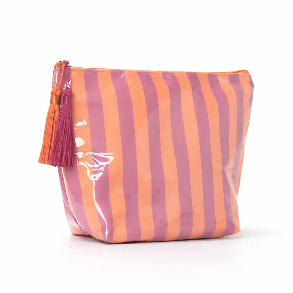 grande trousse de maquillage mignonne à grande capacité avec fermeture éclair - grande trousse de toilette de voyage rayée pour femmes, sac de rangement pour cosmétiques et articles de toilette