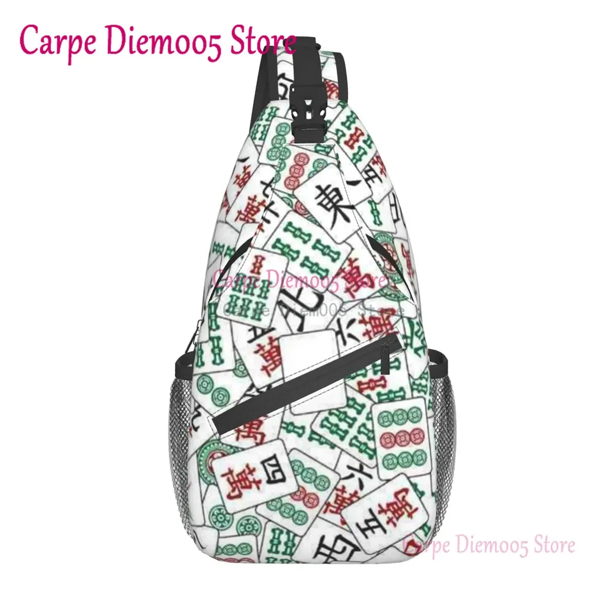 sac à dos à bandoulière à motif de mahjong, sac à dos en corde, triangle, canfeng, sac de voyage, randonnée, sac de jour