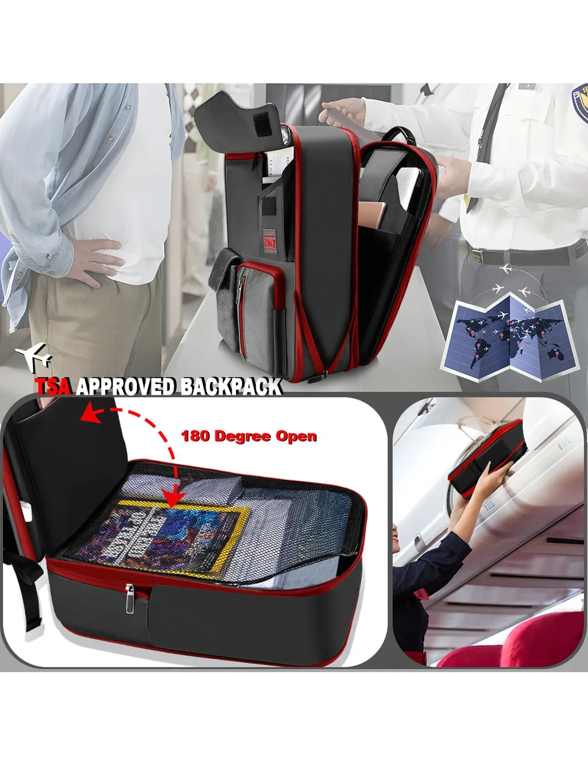 sac à dos d'affaires mince et extensible pour ordinateur portable, sac à dos de voyage antivol étanche, sac à dos de jour pour hommes et femmes, 15.6 pouces