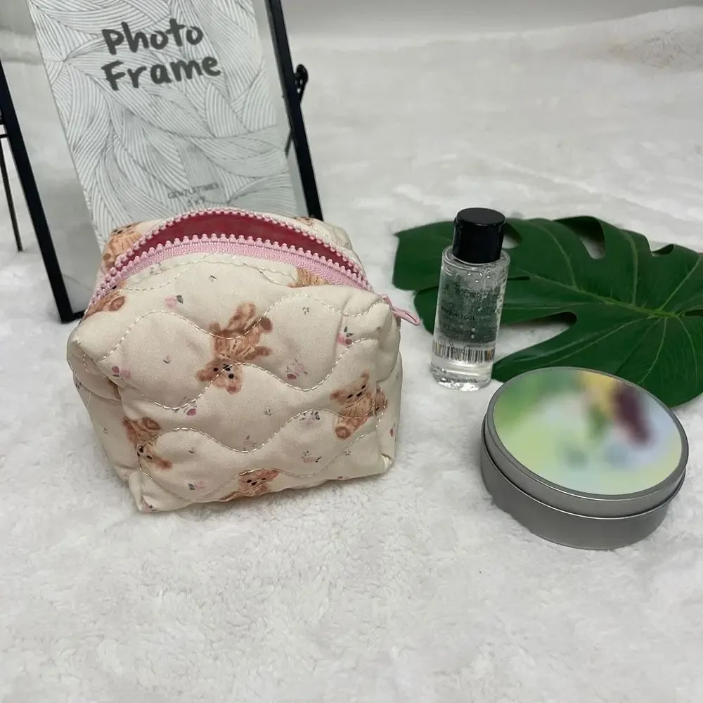 sac de maquillage en forme d'ours de dessin animé de haute qualité, sac de rangement pour bijoux, rouge à lèvres, grande capacité, sac cosmétique, organisateur de voyage, pochette portable