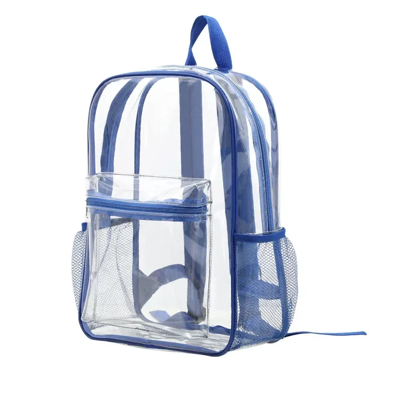 sac à dos transparent de grande capacité, décontracté, fermeture éclair, étanche, sac d'école, sac à dos visible en pvc, sac de voyage pour femmes