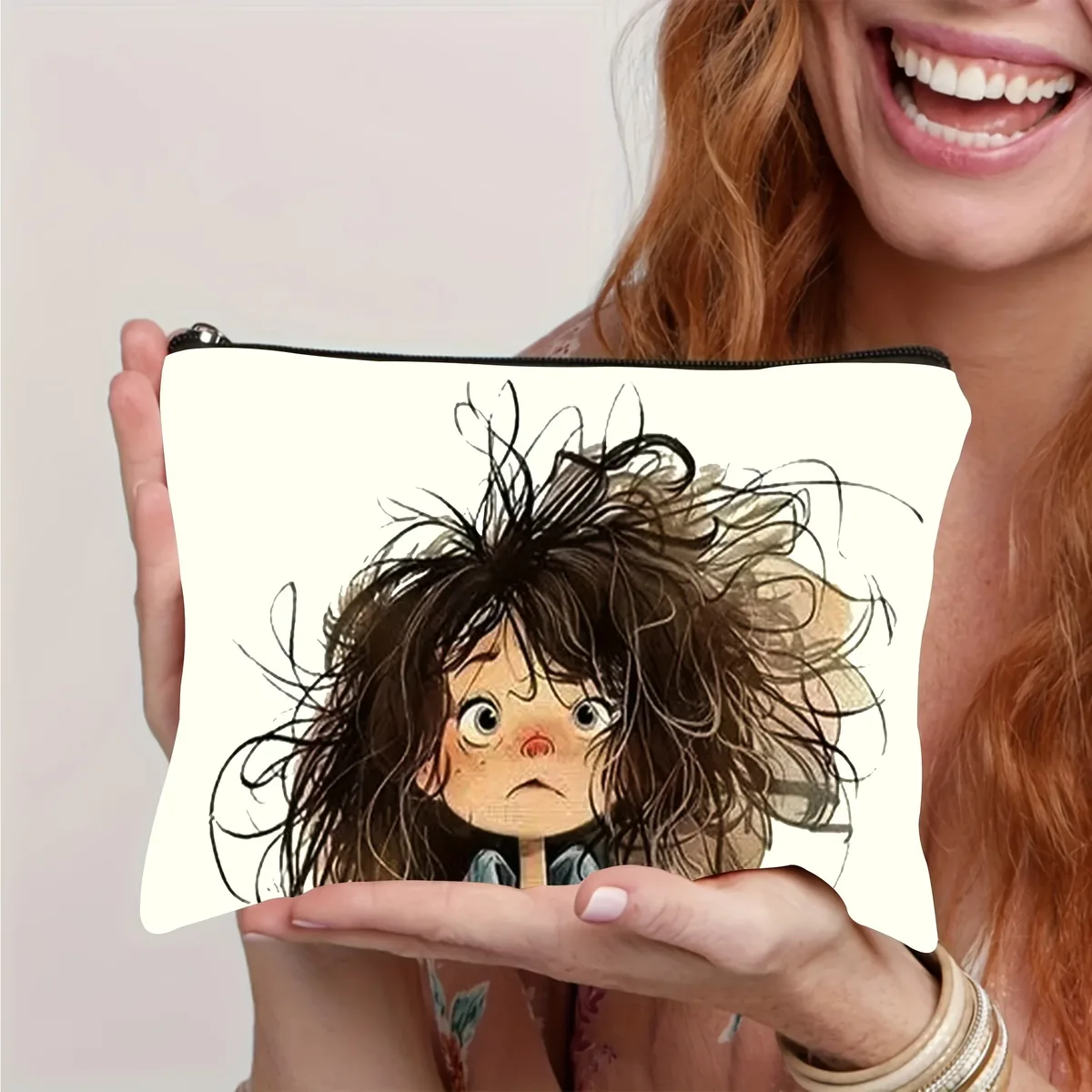 pochette de rangement de maquillage avec personnage de dessin animé mignon, sac à cosmétiques durable pour femmes et filles, trousse à crayons, sac de rangement d'accessoires