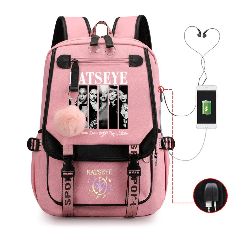 nouveau sac à dos kpop katseye multifonction pour femmes, hommes, filles, sac à dos de voyage quotidien, sac d'école pour adolescents, sac pour ordinateur portable