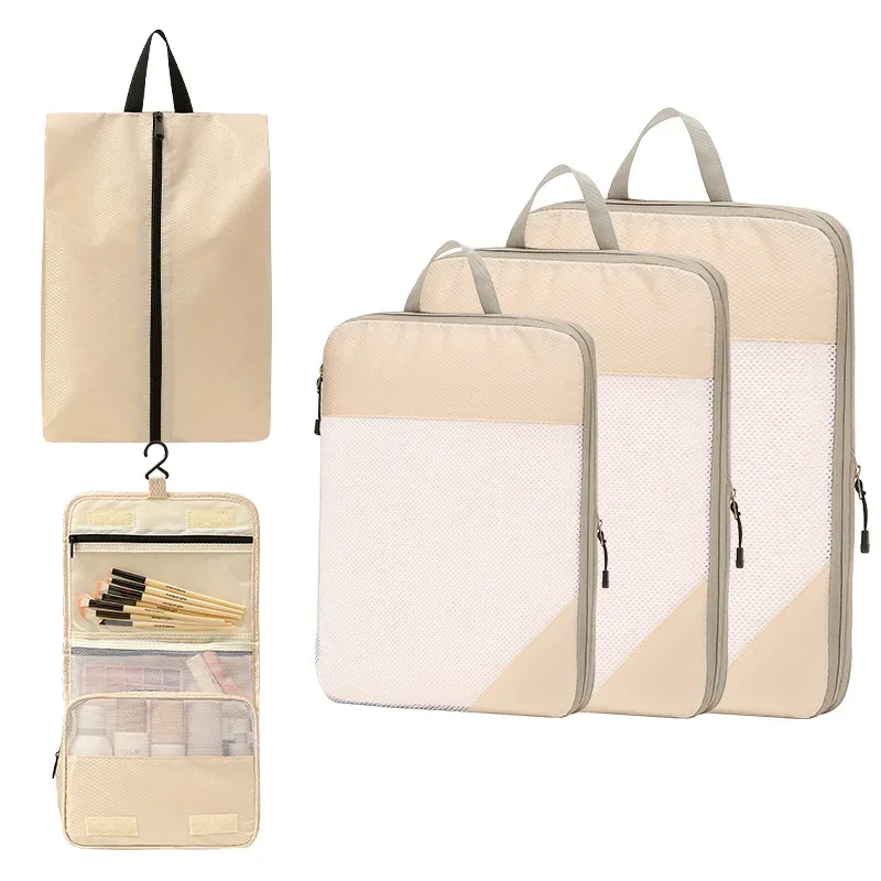sac de rangement de voyage pour placard, bagages de voyage pour vêtements, chaussures, articles de toilette, cosmétiques, cubes d'emballage anti-poussière, sac de compression