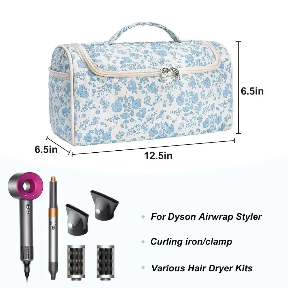 trousse de toilette tendance matelassée, trousse à maquillage portable avec nœud, sac de voyage grande capacité de haute qualité pour sèche-cheveux pour femme
