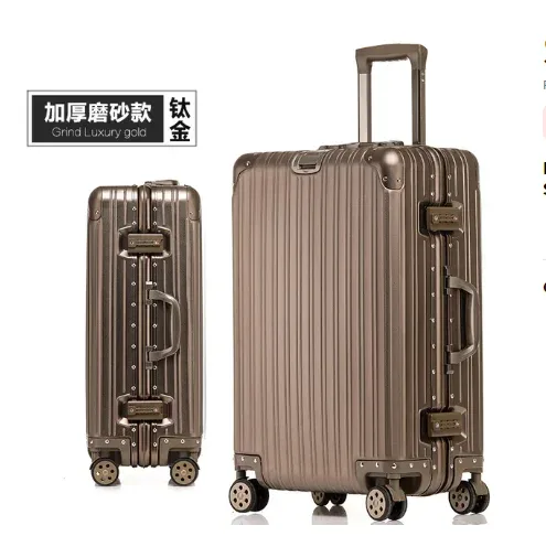 valise de voyage en alliage d'aluminium et de magnésium, nouveau style, roue muette de haute qualité, chariot à bagages roulants de 20/24/26/29 pouces, 100%